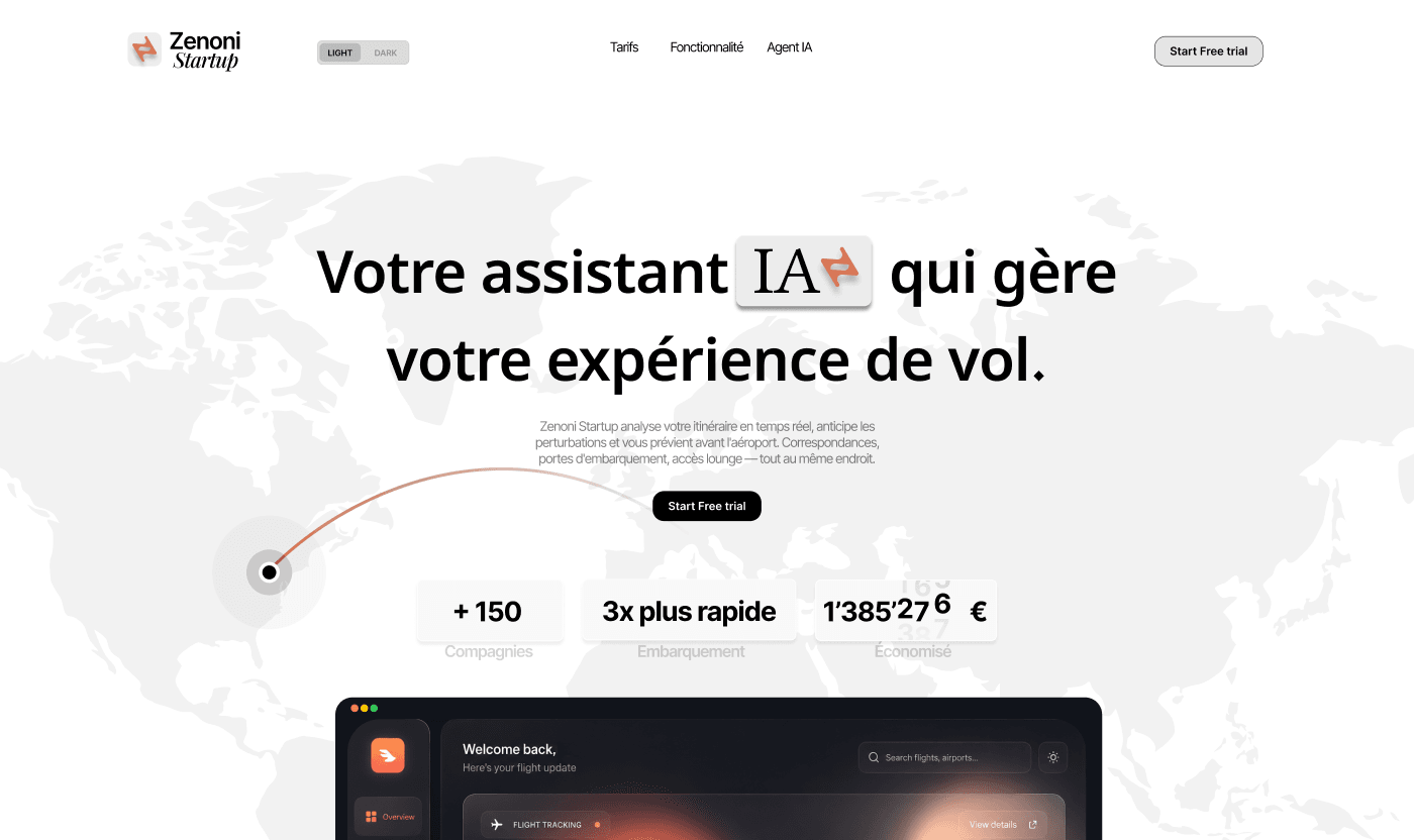 Capture d'écran complète du site Zenoni Startup